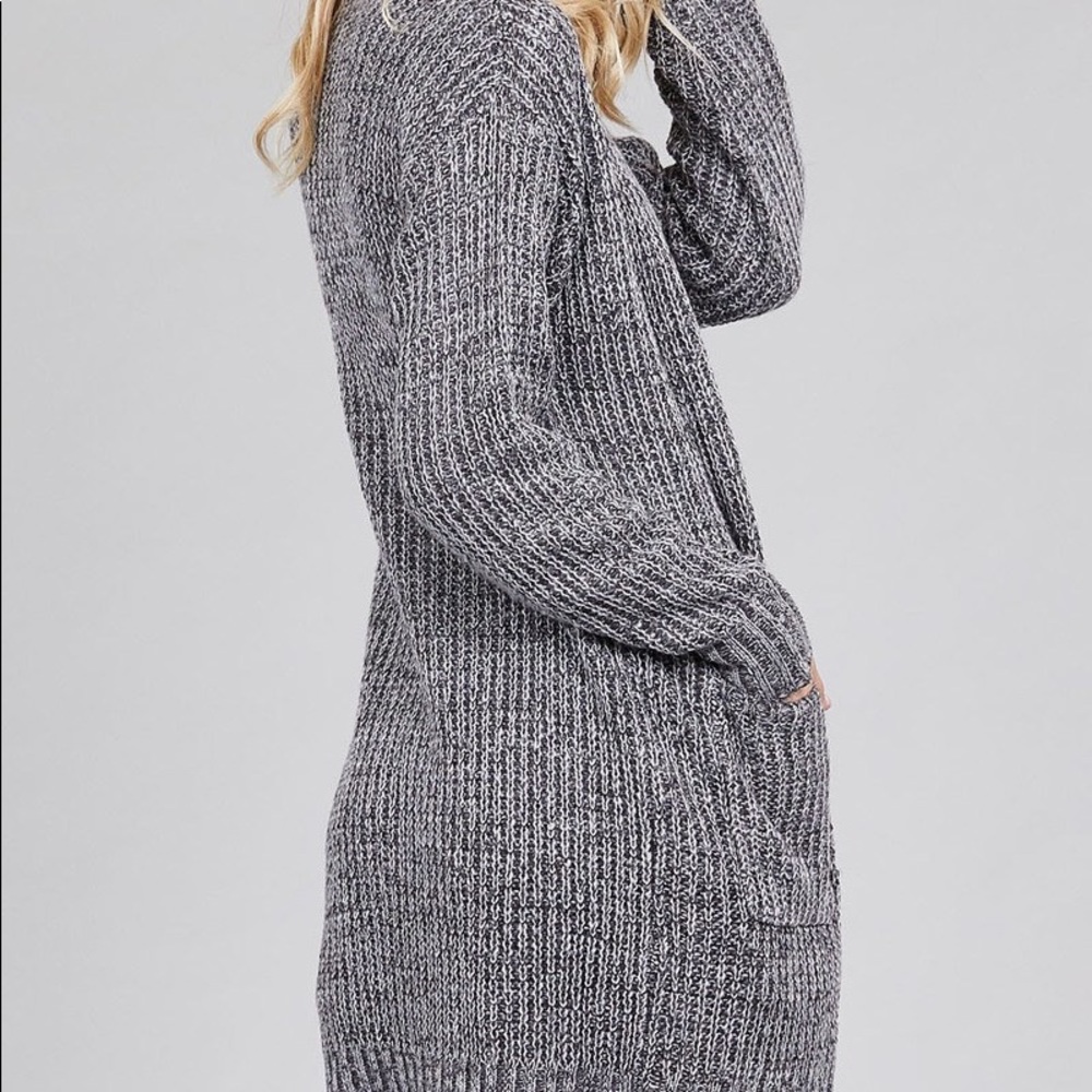 Grey Open Front Sweater Cardigan - Picture 4 of 4